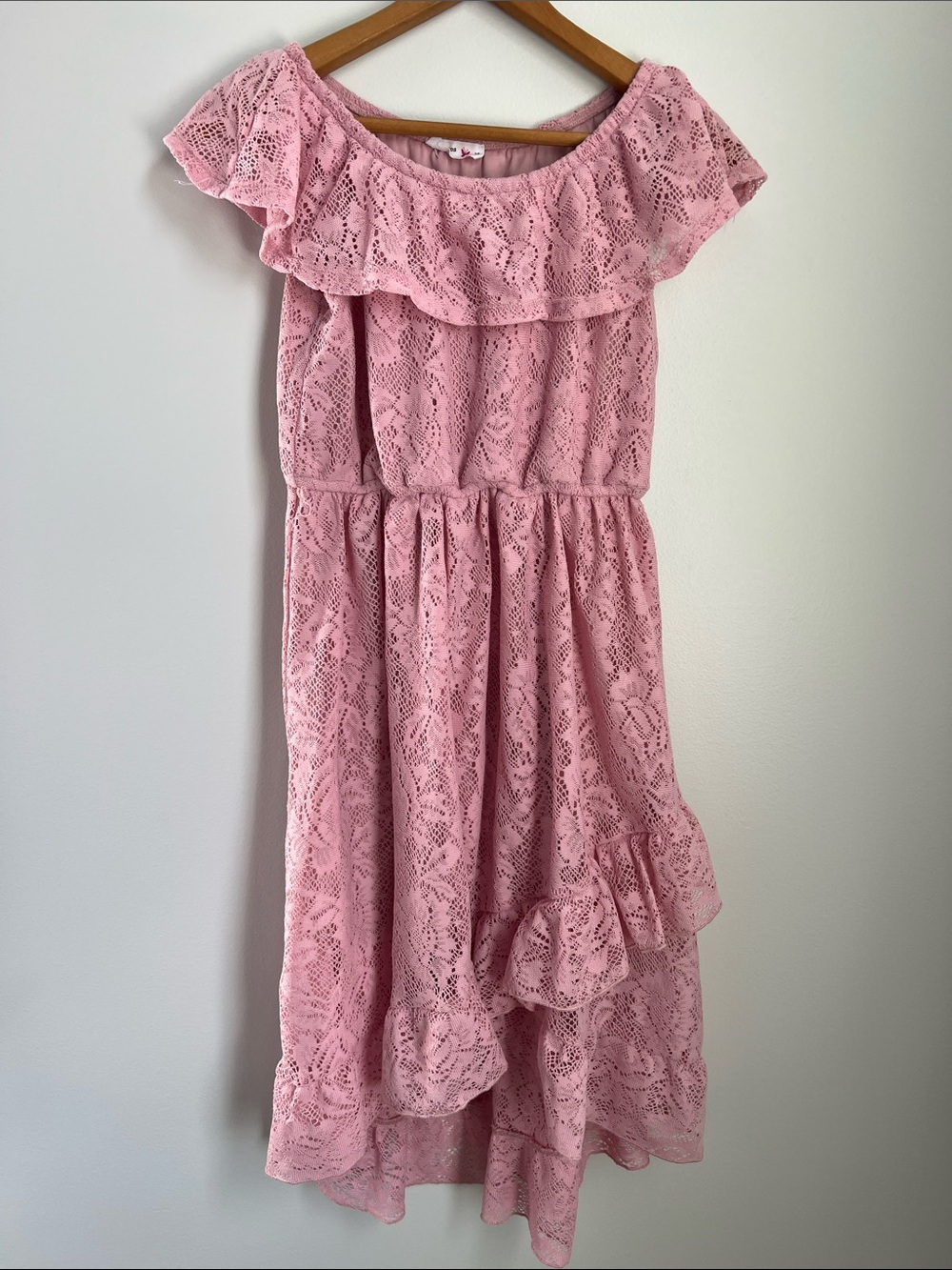 Beautees | Girls' Pink Lace Ruffle Dress #7950T30 Size 12